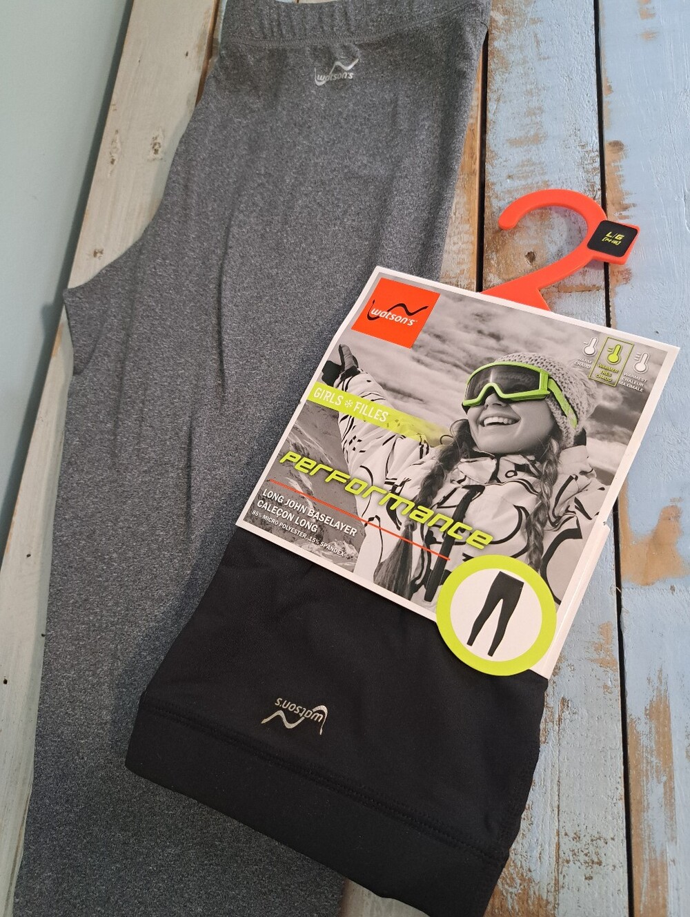 Watsons Performance Girls' Long John Base Layer - Gray & Black